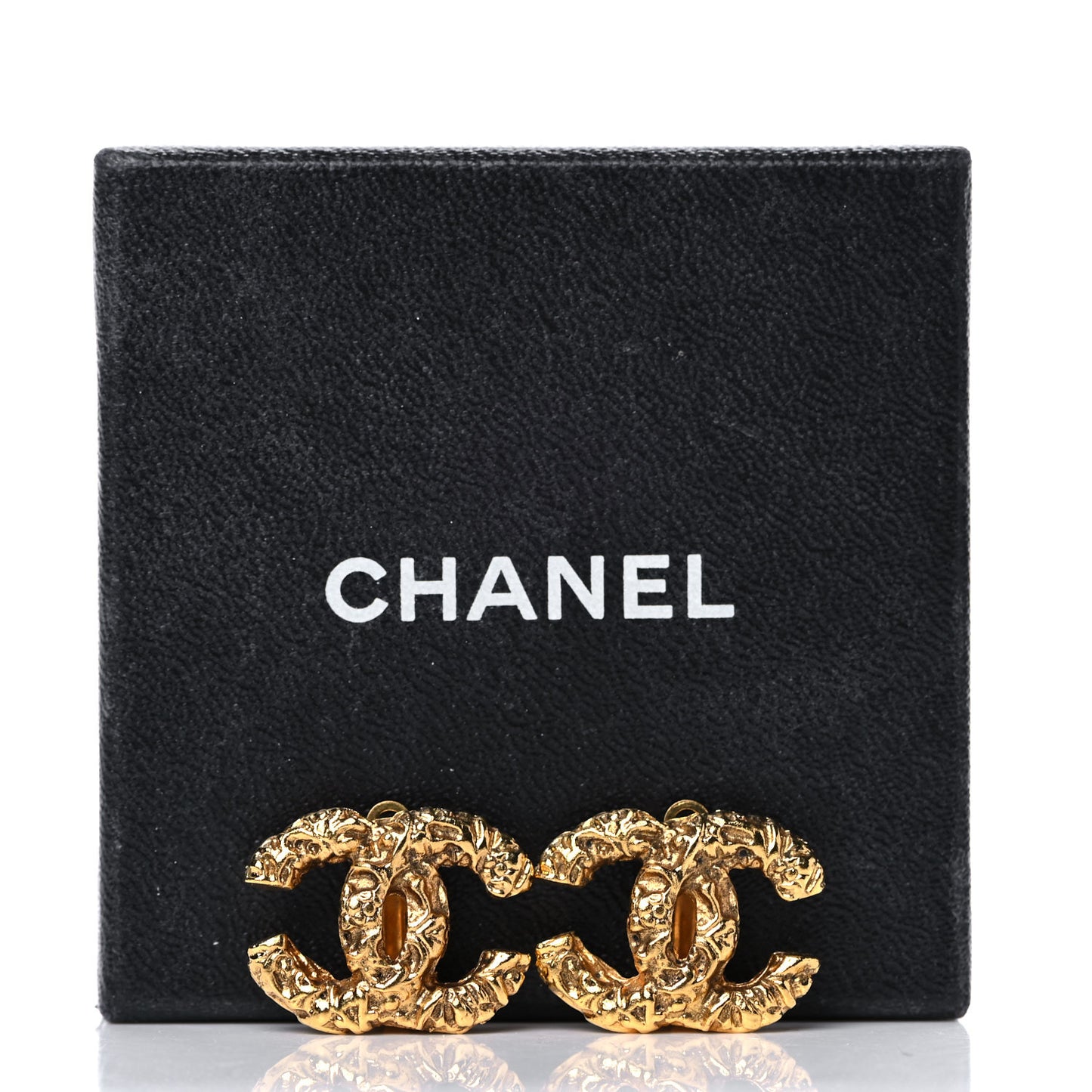Textured CC Clip On Earrings Gold