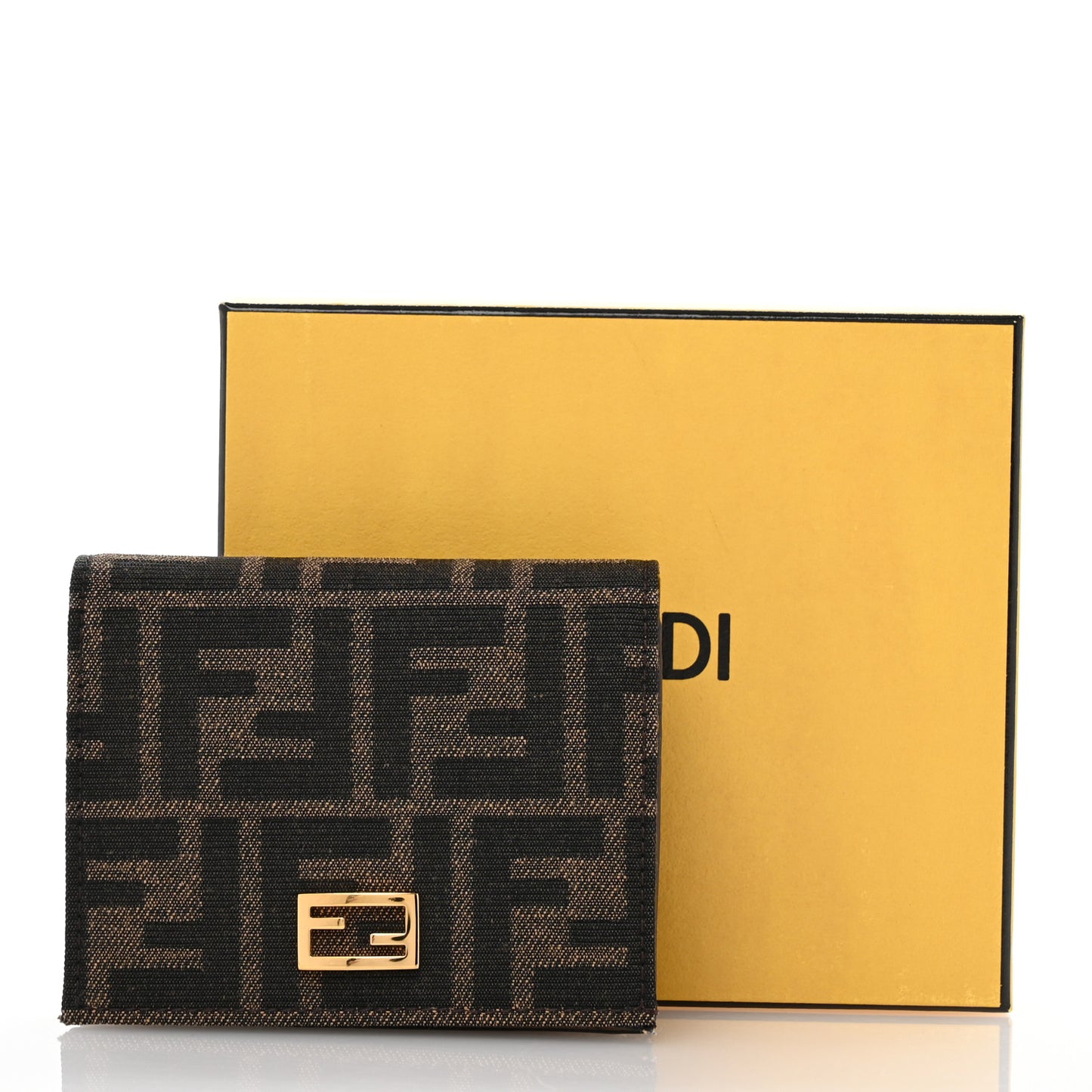 Fabric Jacquard FF 1974 Small Wallet Tobacco Moro