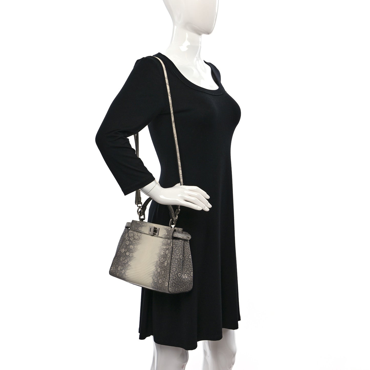 Lizard Togo Shiny Nappa Mini Peekaboo Iconic Satchel Roccia