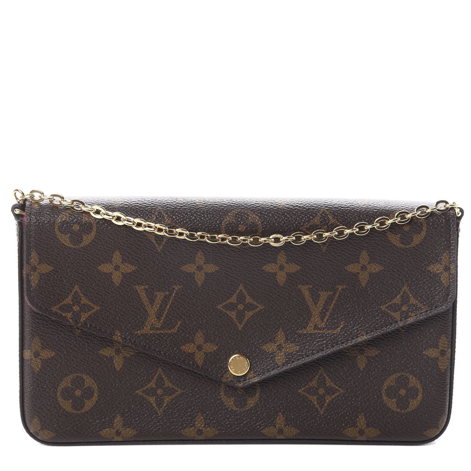 Louis Vuitton Monogram Pochette Felicie Chain Wallet Fuchsia 1 of 8
