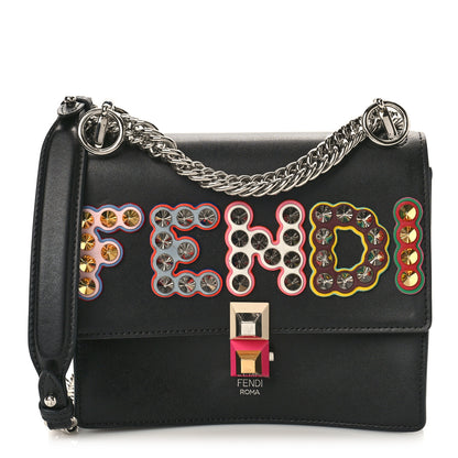 Fendi Vitello Liberty Fun Fair Metal Studded Small Kan I Shoulder Bag Black Multicolor 1 of 8