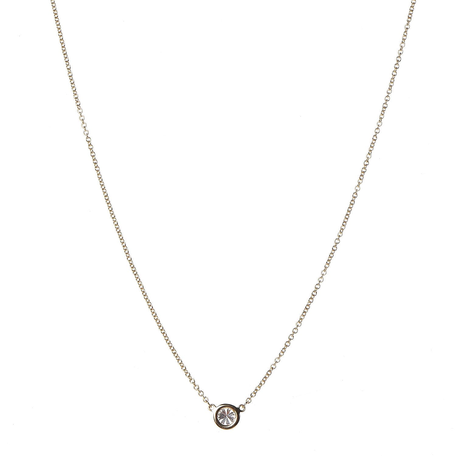 Tiffany 18K Yellow Gold Diamond .37ct Elsa Peretti Diamonds by the Yard Pendant Necklace 1 of 7