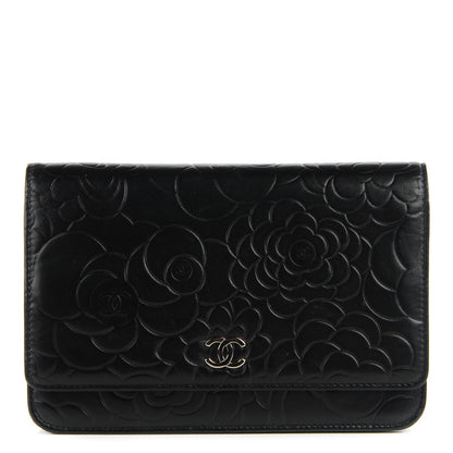Chanel Lambskin Camellia Wallet on Chain WOC Black 1 of 9