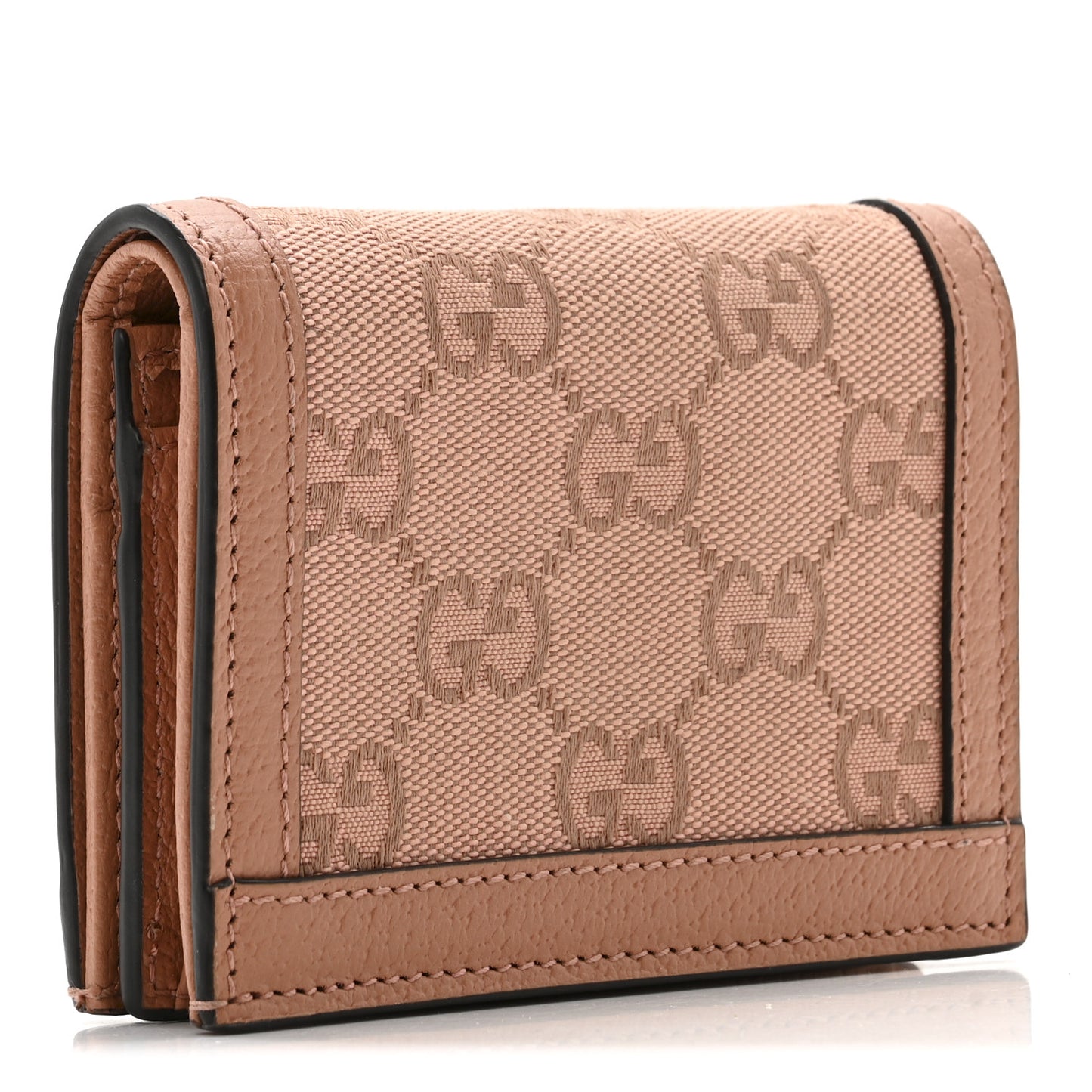 Monogram Textured Dollar Calfskin Card Case Cloche Rose Pink