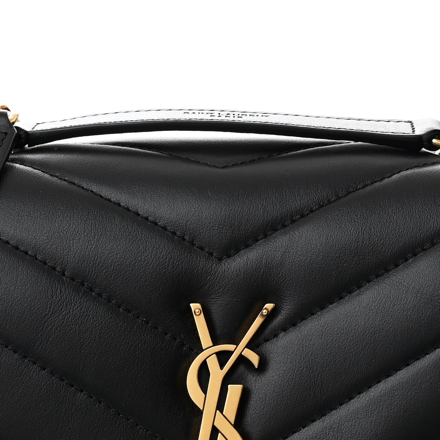 Calfskin Y Quilted Monogram Small Loulou Chain Satchel Black