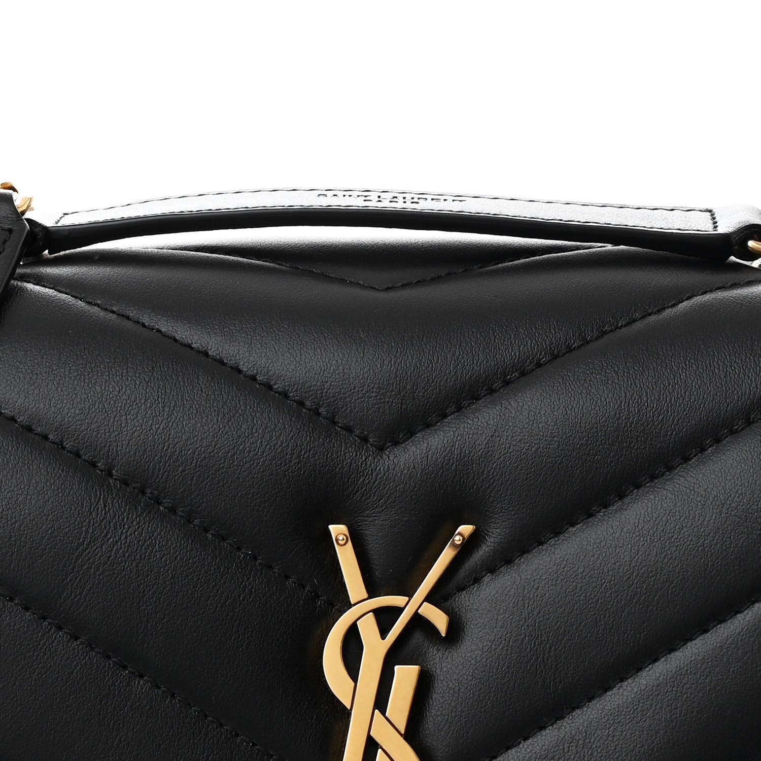 Saint Laurent Calfskin Y Quilted Monogram Small Loulou Chain Satchel Black 9 of 13