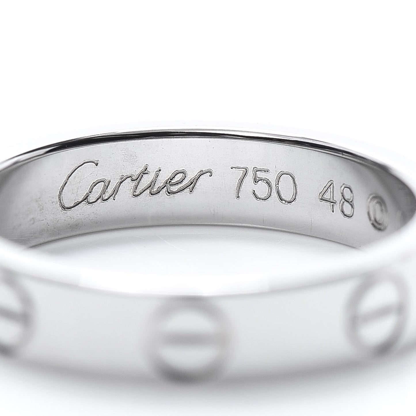 18K White Gold 3.5mm LOVE Wedding Band Ring 48 4.5