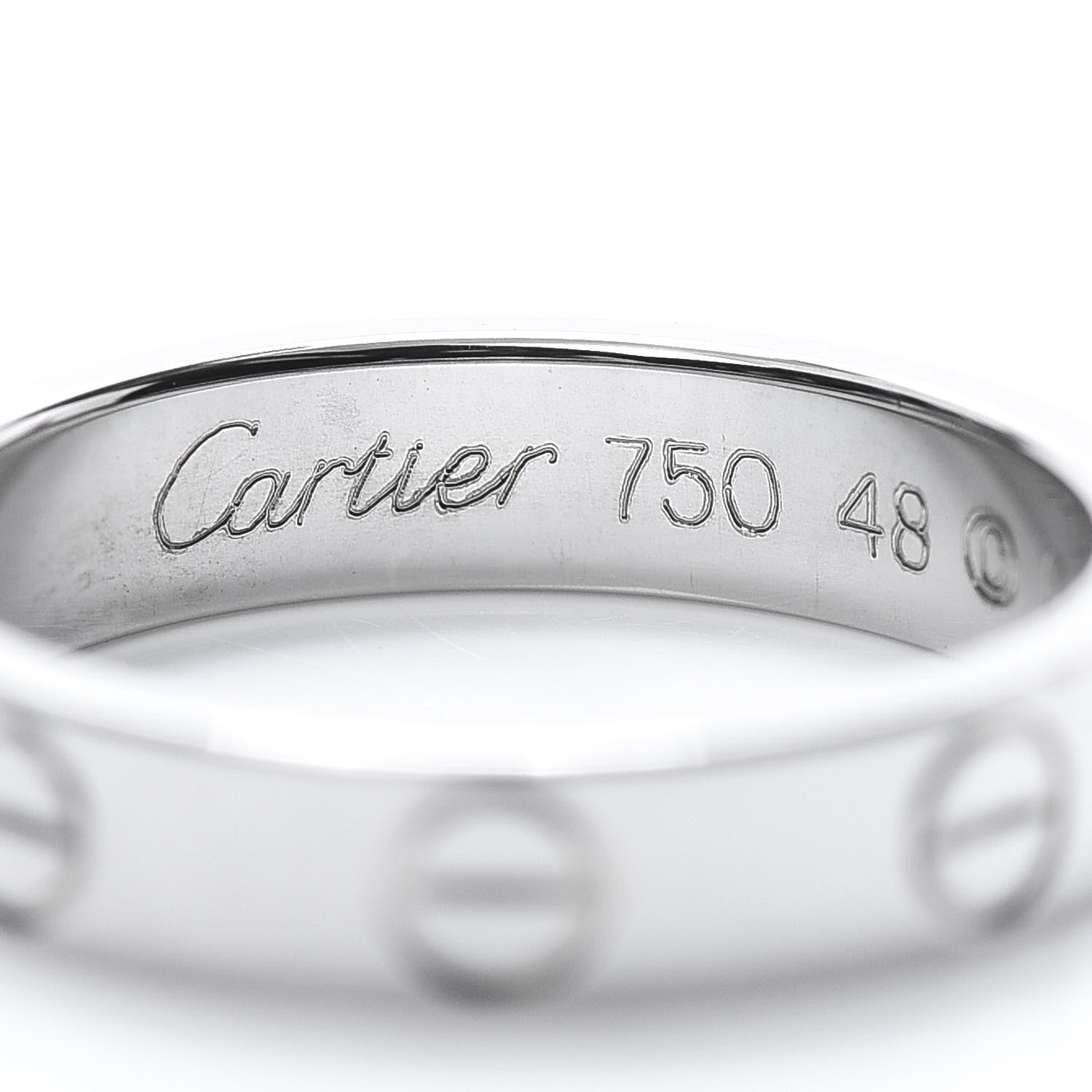 Cartier 18K White Gold 3.5mm LOVE Wedding Band Ring 48 4.5 4 of 5