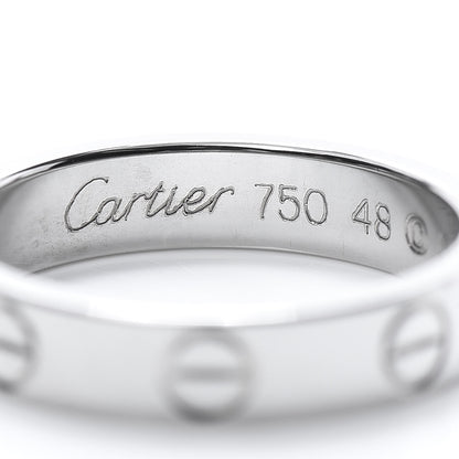 Cartier 18K White Gold 3.5mm LOVE Wedding Band Ring 48 4.5 4 of 5