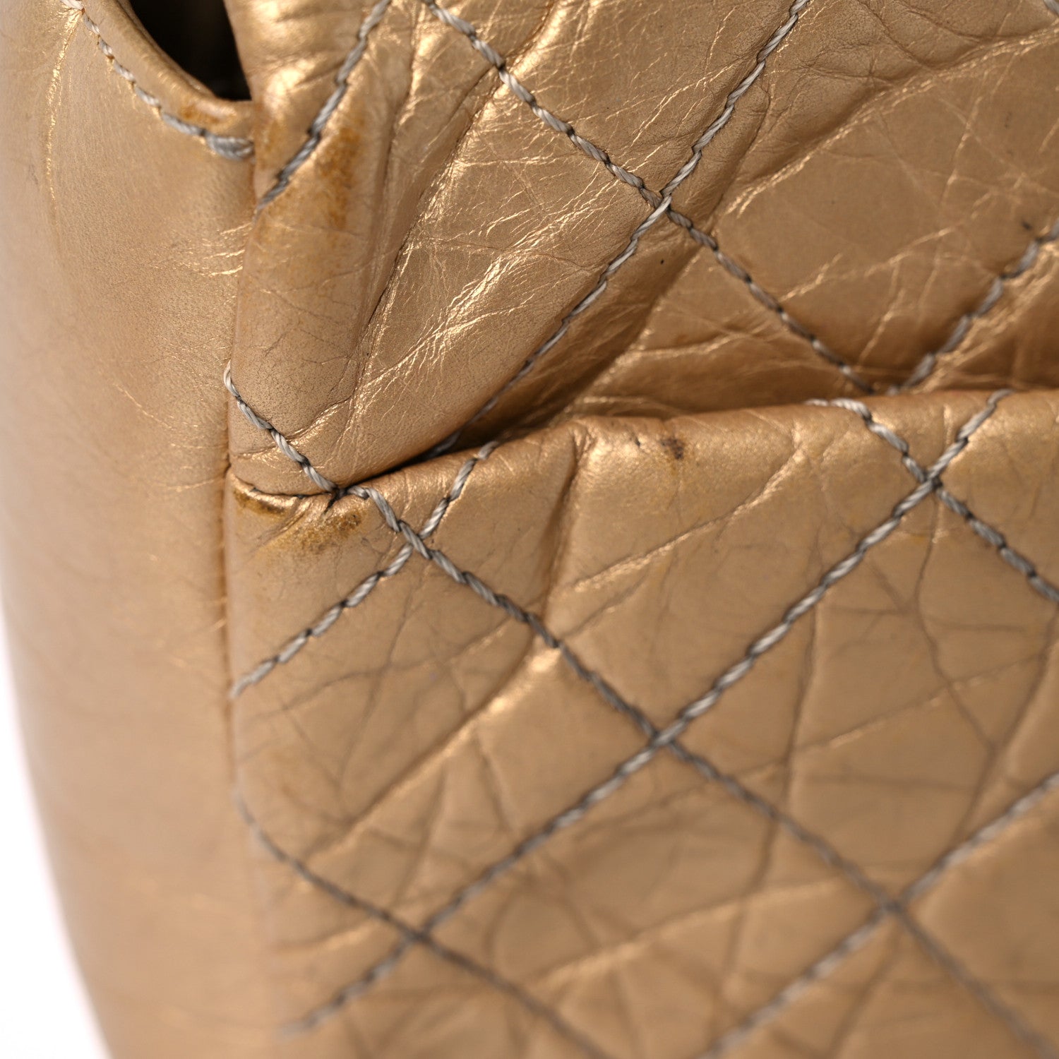 Chanel Metallic Aged Calfskin Quilted CC Square Flap Light Gold 28 of 33