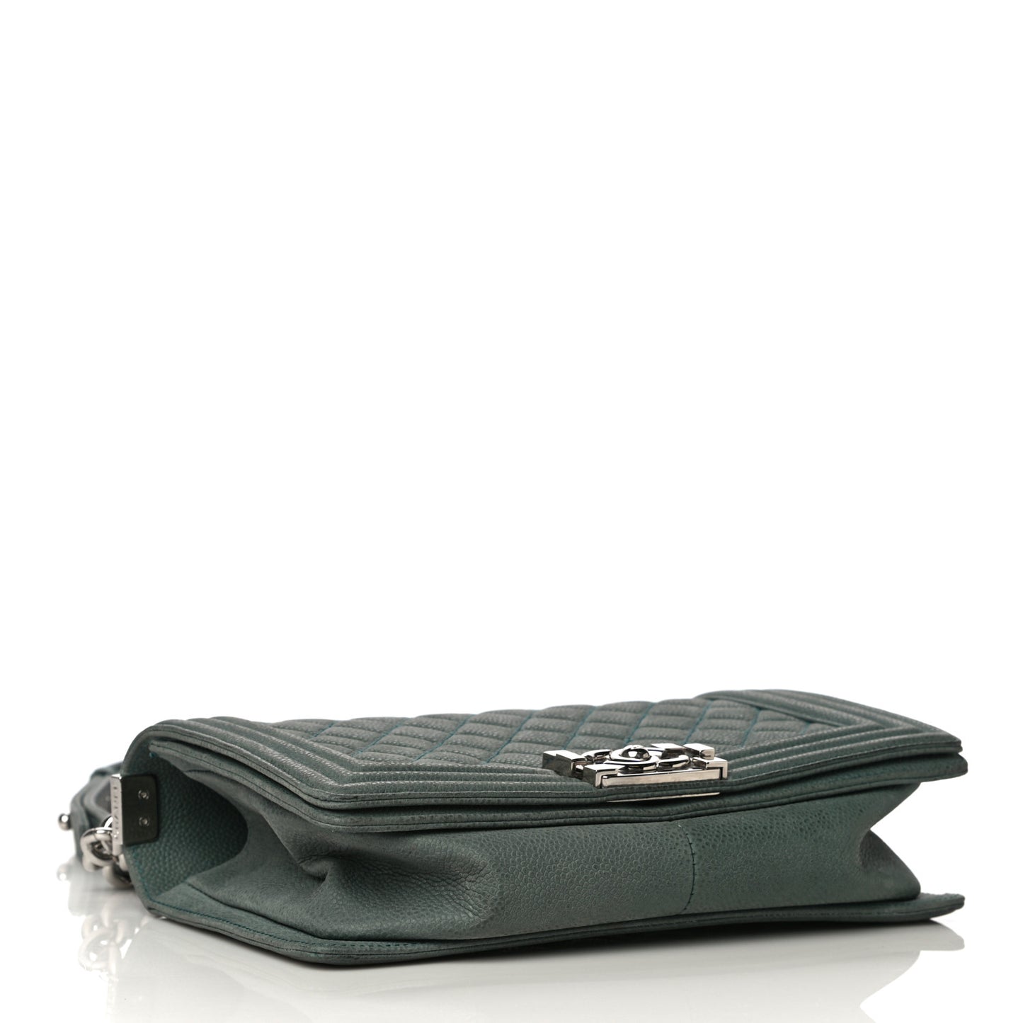 Iridescent Caviar Quilted Medium Boy Flap Green