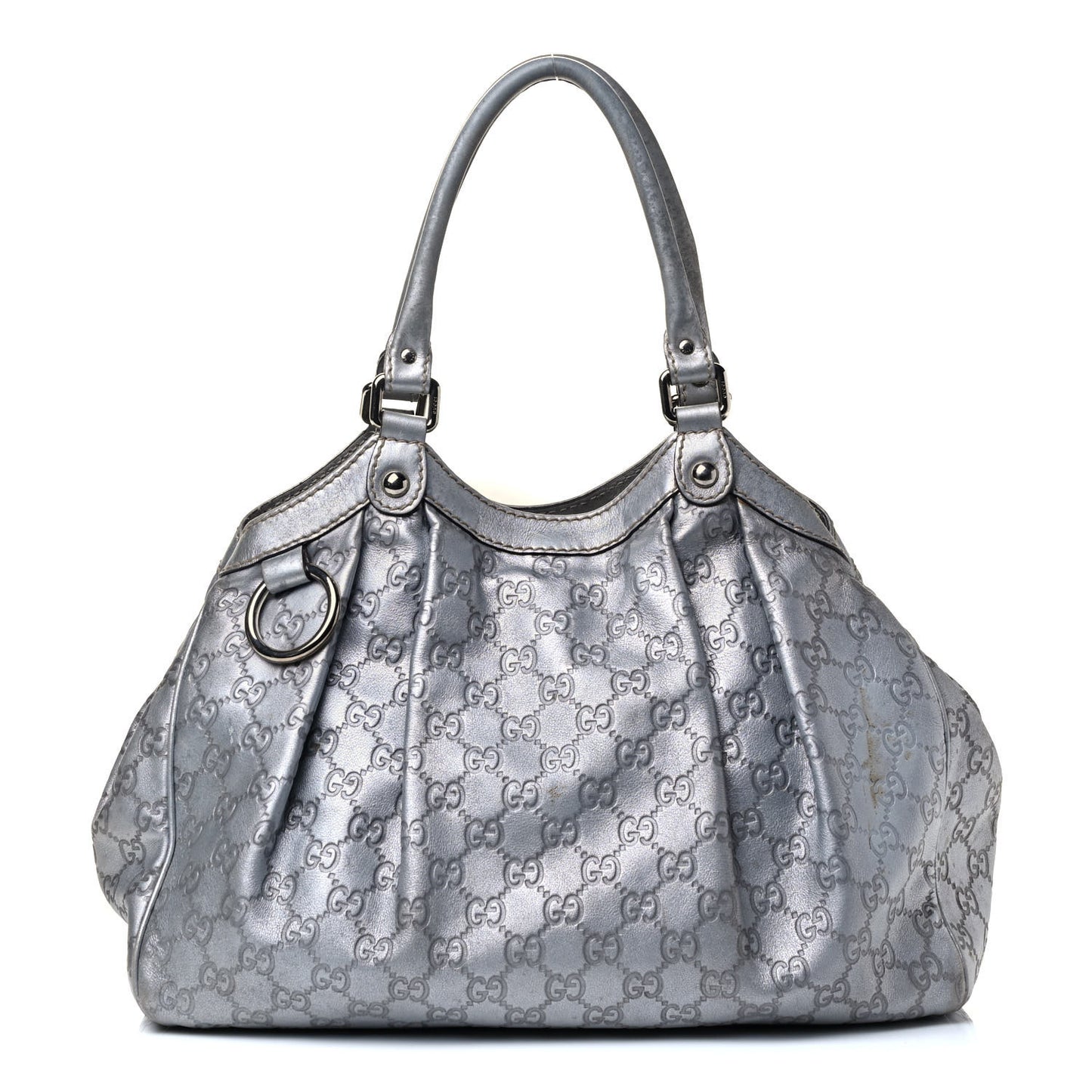 Guccissima Medium Sukey Tote Silver