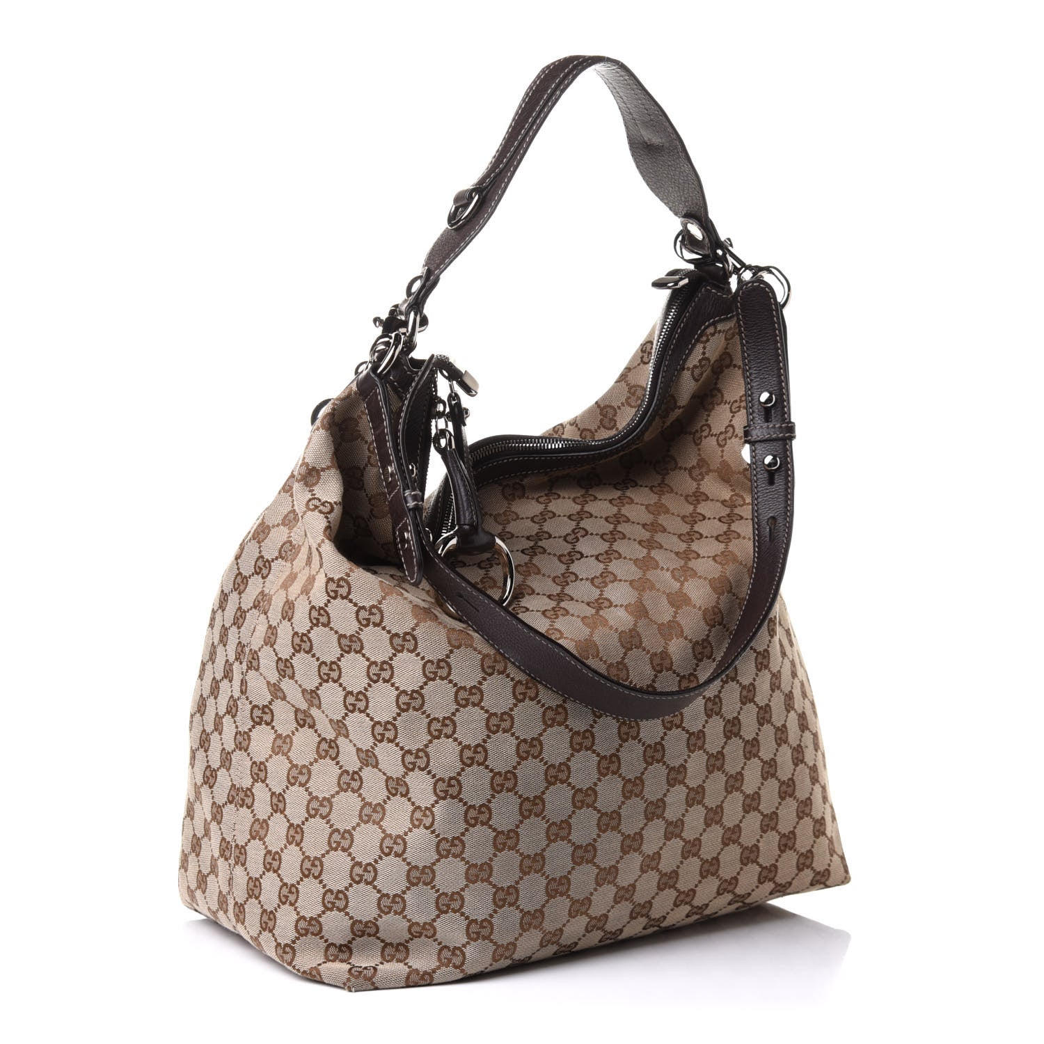 Gucci Monogram Large Icon Bit Hobo Dark Brown 3 of 13