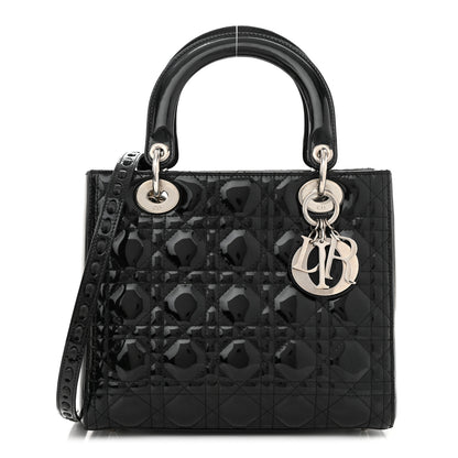 Christian Dior Patent Cannage Whipstitch Medium Lady Dior Black 1 of 15