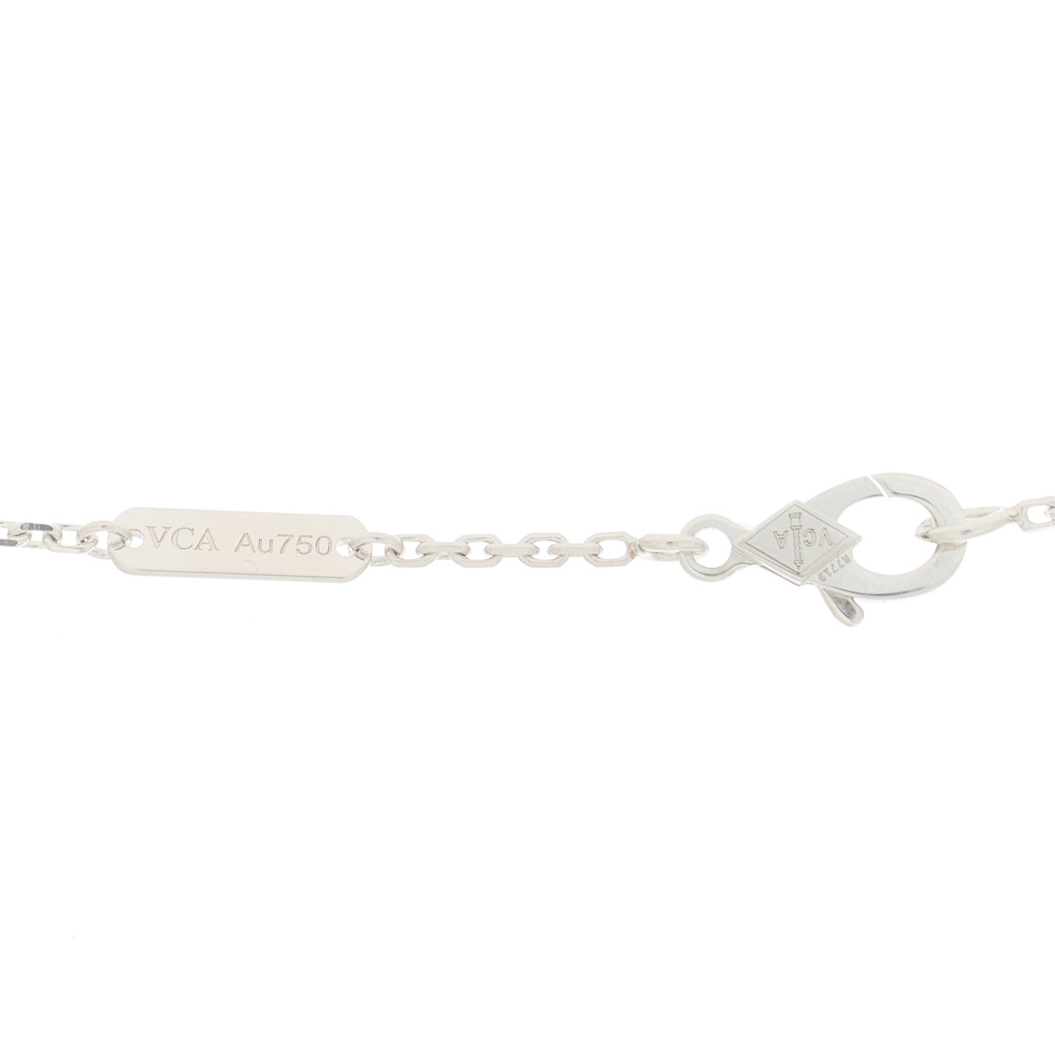 Van Cleef & Arpels 18K White Rose Gold Diamond Guilloche Vintage Alhambra Pendant Necklace 4 of 5