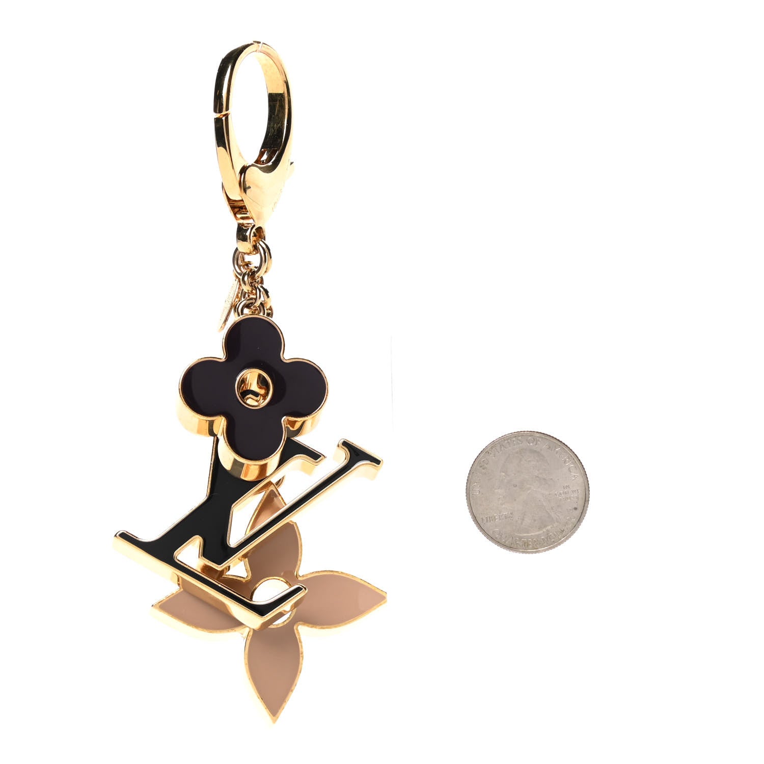 Louis Vuitton Metal Enamel Fleur De Monogram Bag Charm Dore 2 of 7