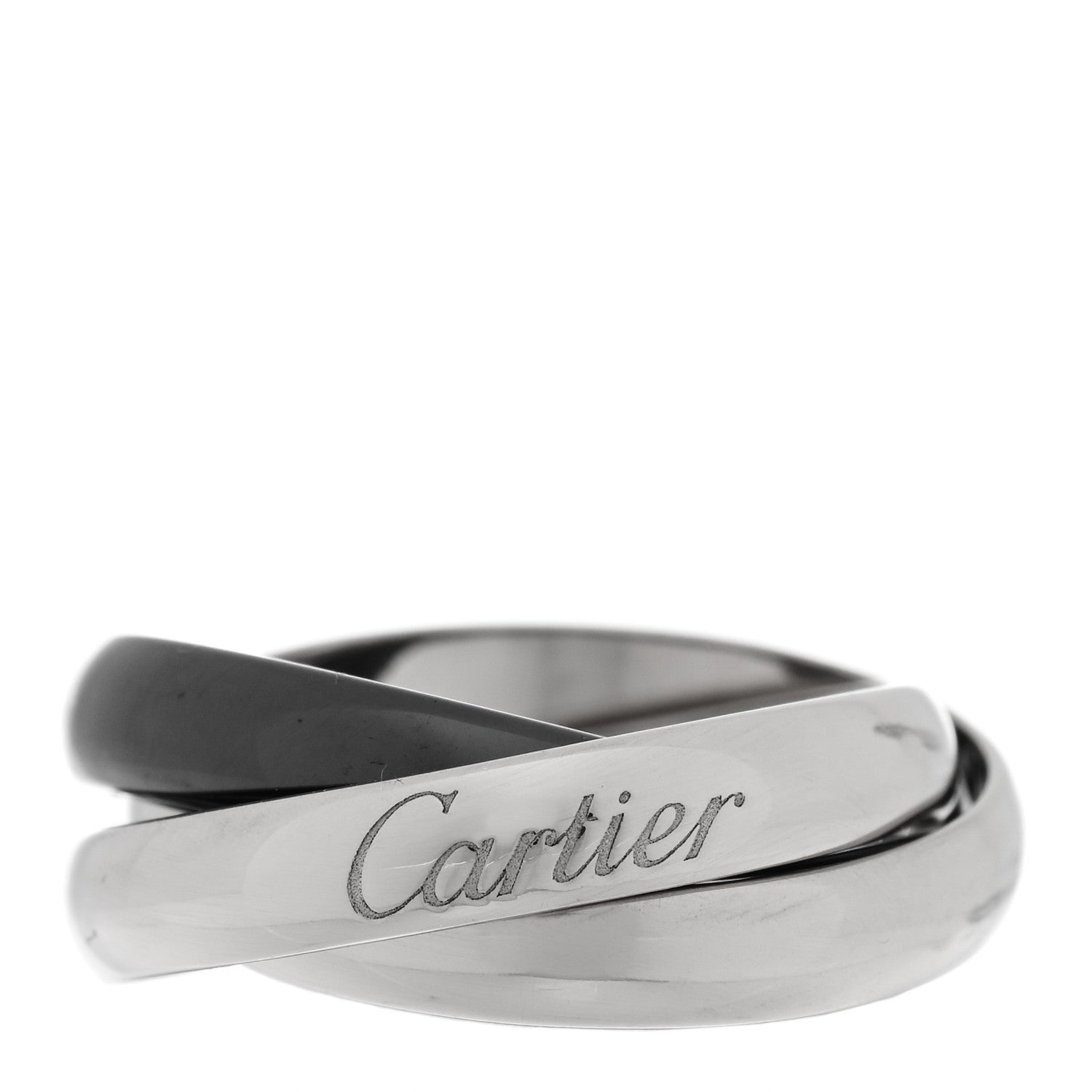 Cartier 18K White Gold Black Ceramic Trinity Ring 49 4.75 1 of 4