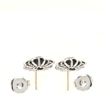 David Yurman Sterling Silver Diamond 16mm Starburst Earrings 4 of 5