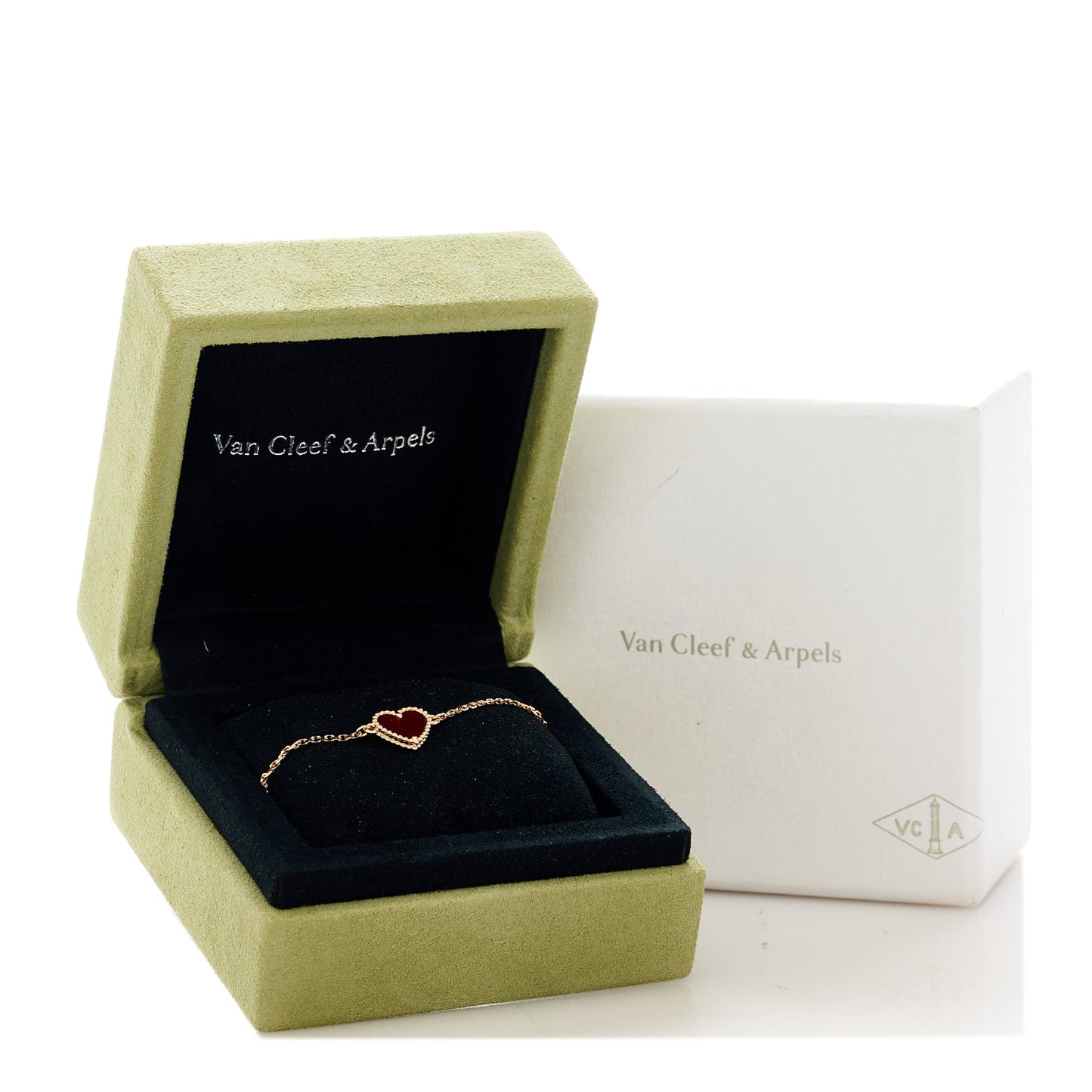 18K Rose Gold Carnelian Sweet Alhambra Heart Bracelet