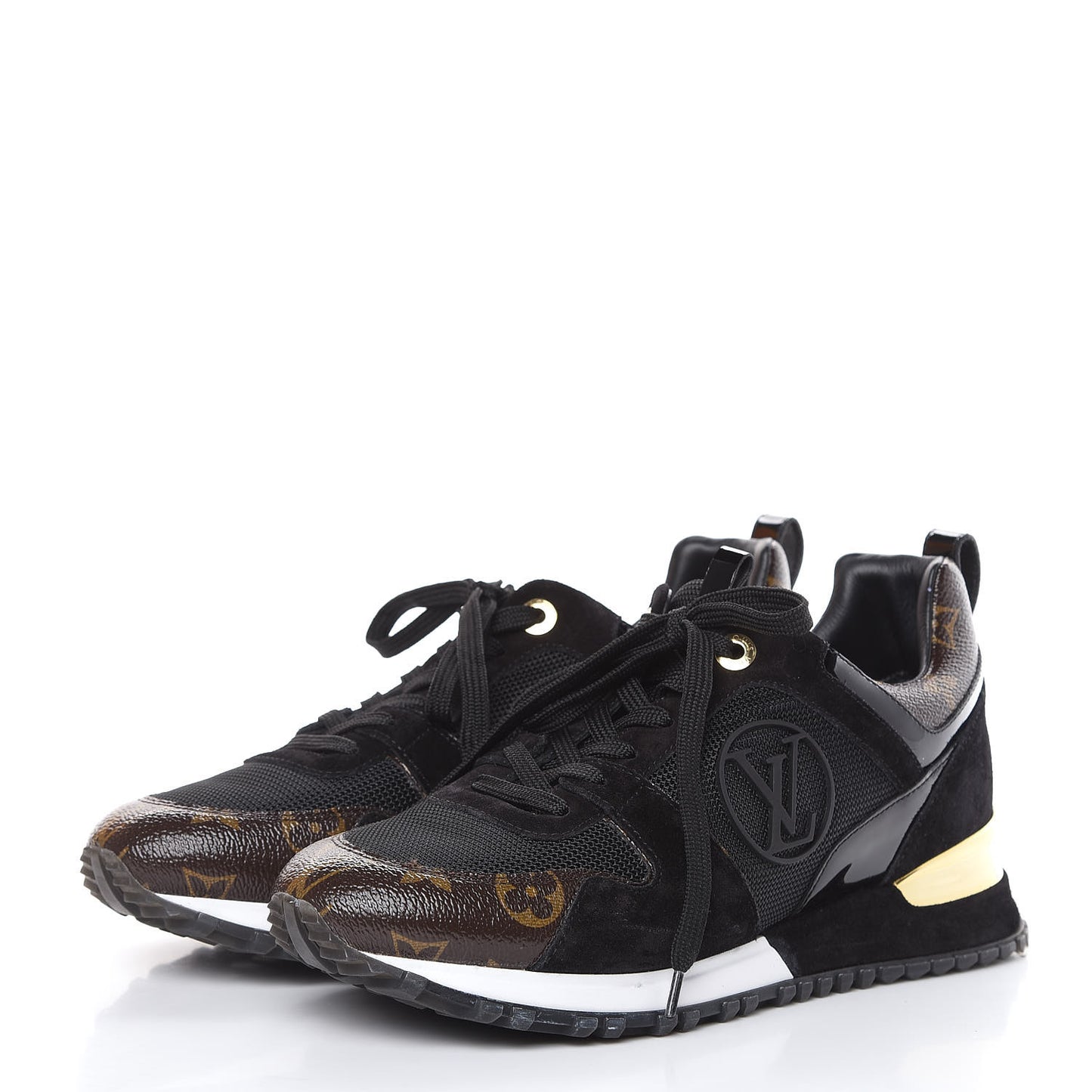 Suede Monogram Run Away Sneakers 38.5 Black