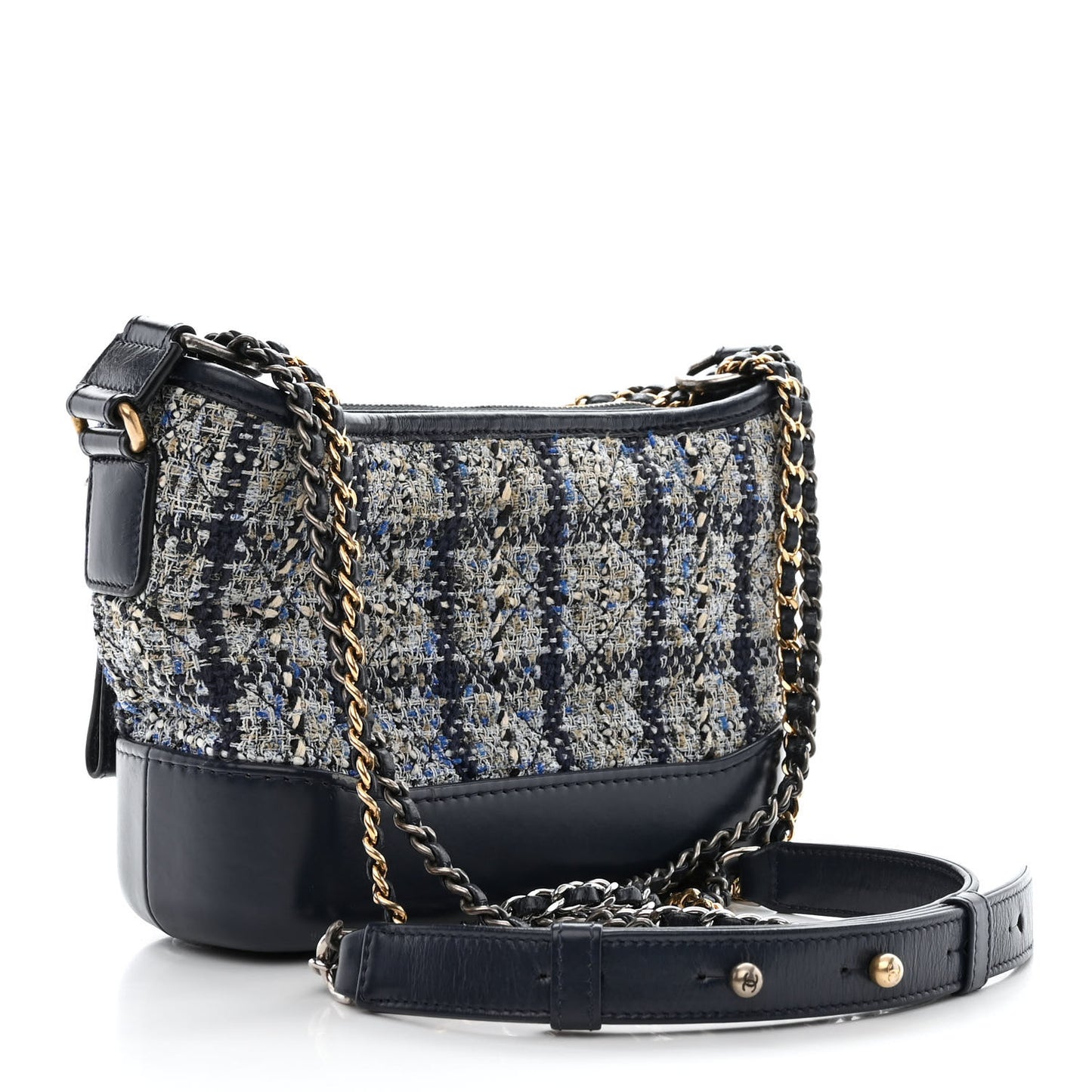 Tweed Calfskin Small Gabrielle Hobo Blue