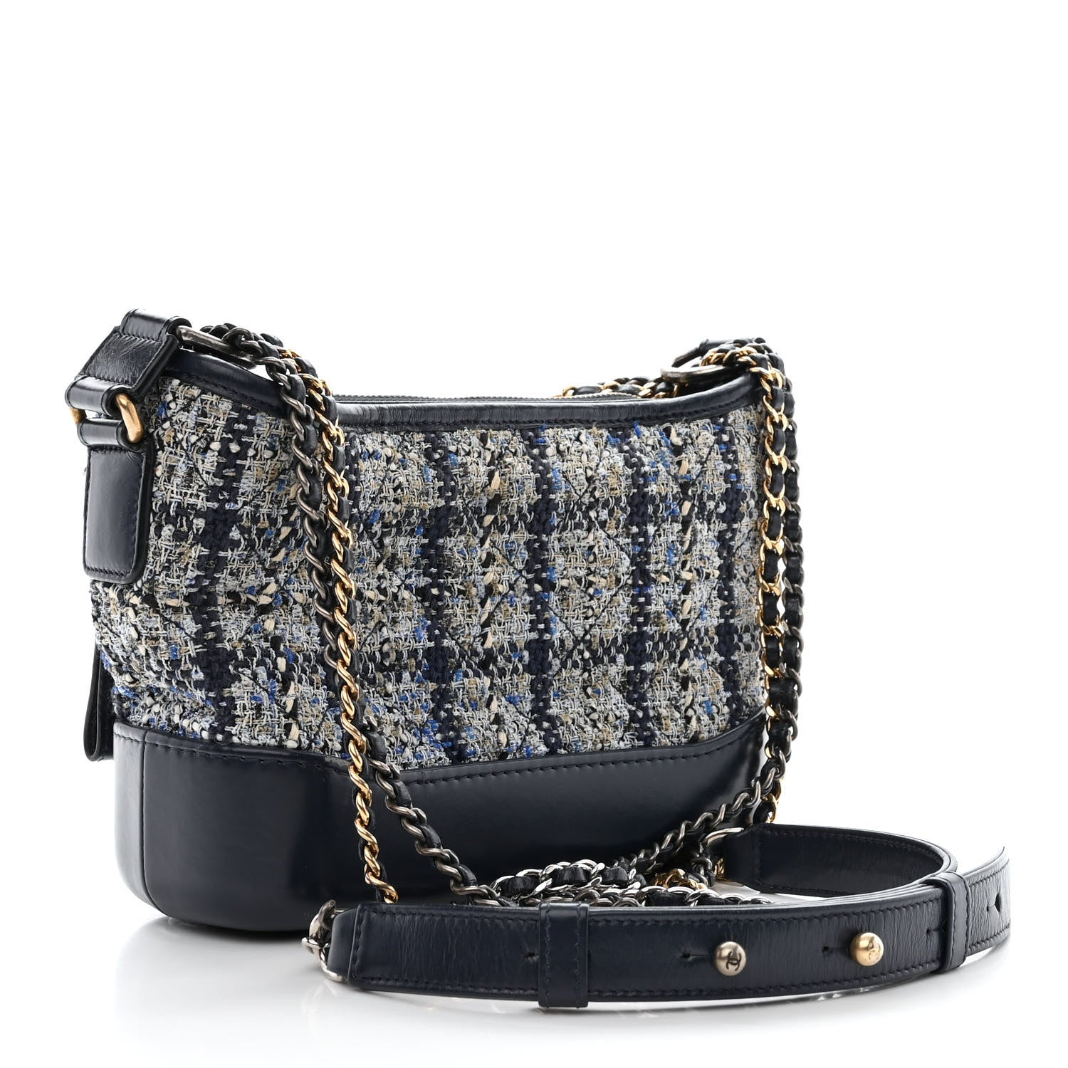 Chanel Tweed Calfskin Small Gabrielle Hobo Blue 3 of 10