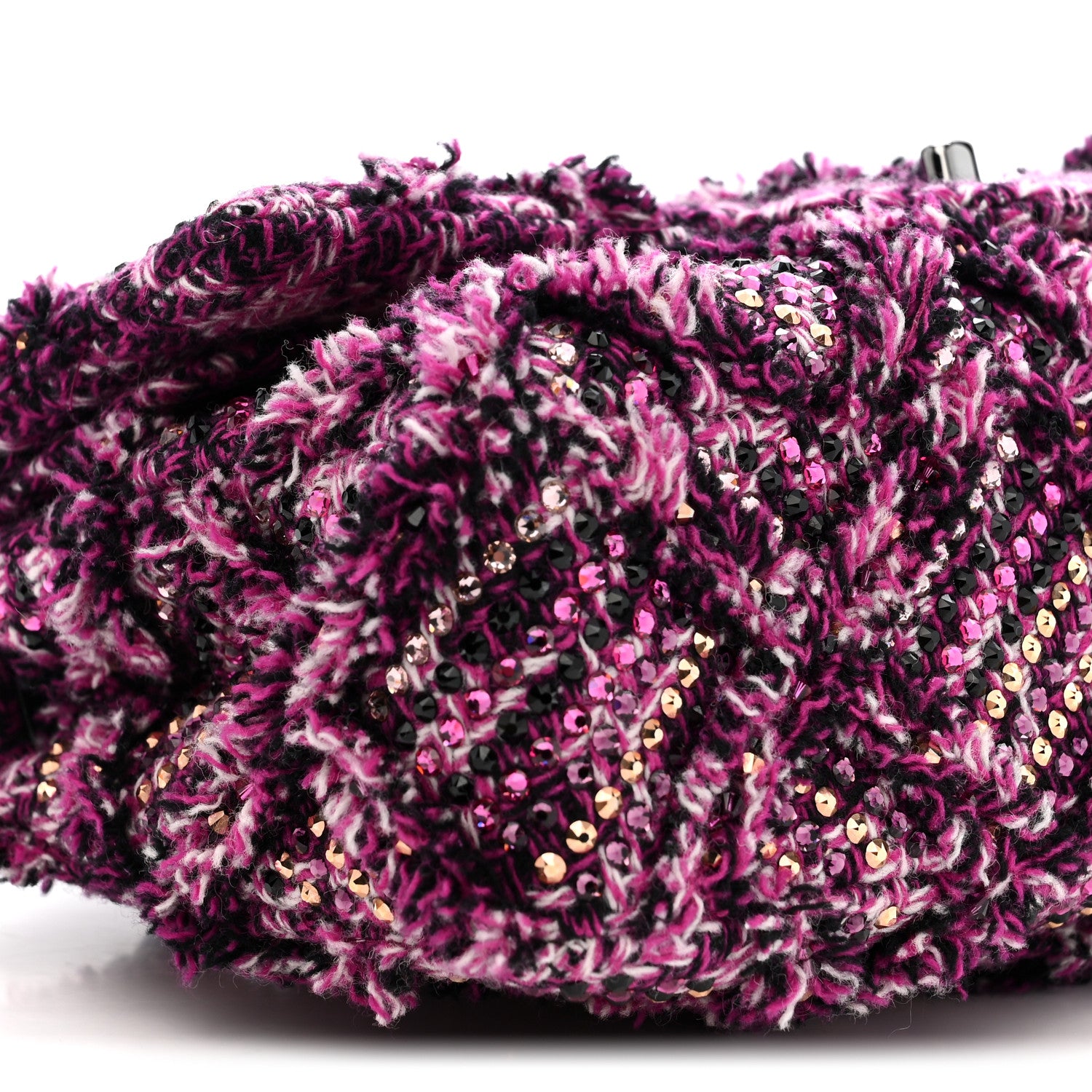 Chanel Crystal Tweed Quilted Medium Double Flap Purple Multicolor 15 of 20