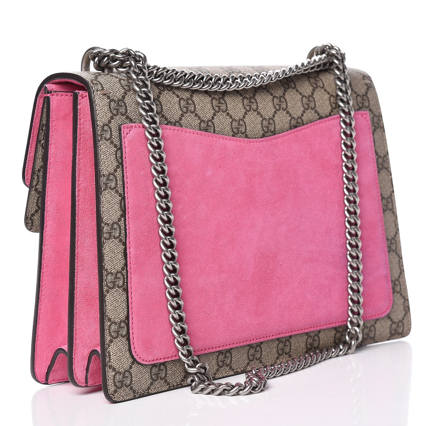 GG Supreme Monogram Suede Pierced Heart Embroidered Medium Dionysus Shoulder Bag Beige Ebony Pink Tropical Flower