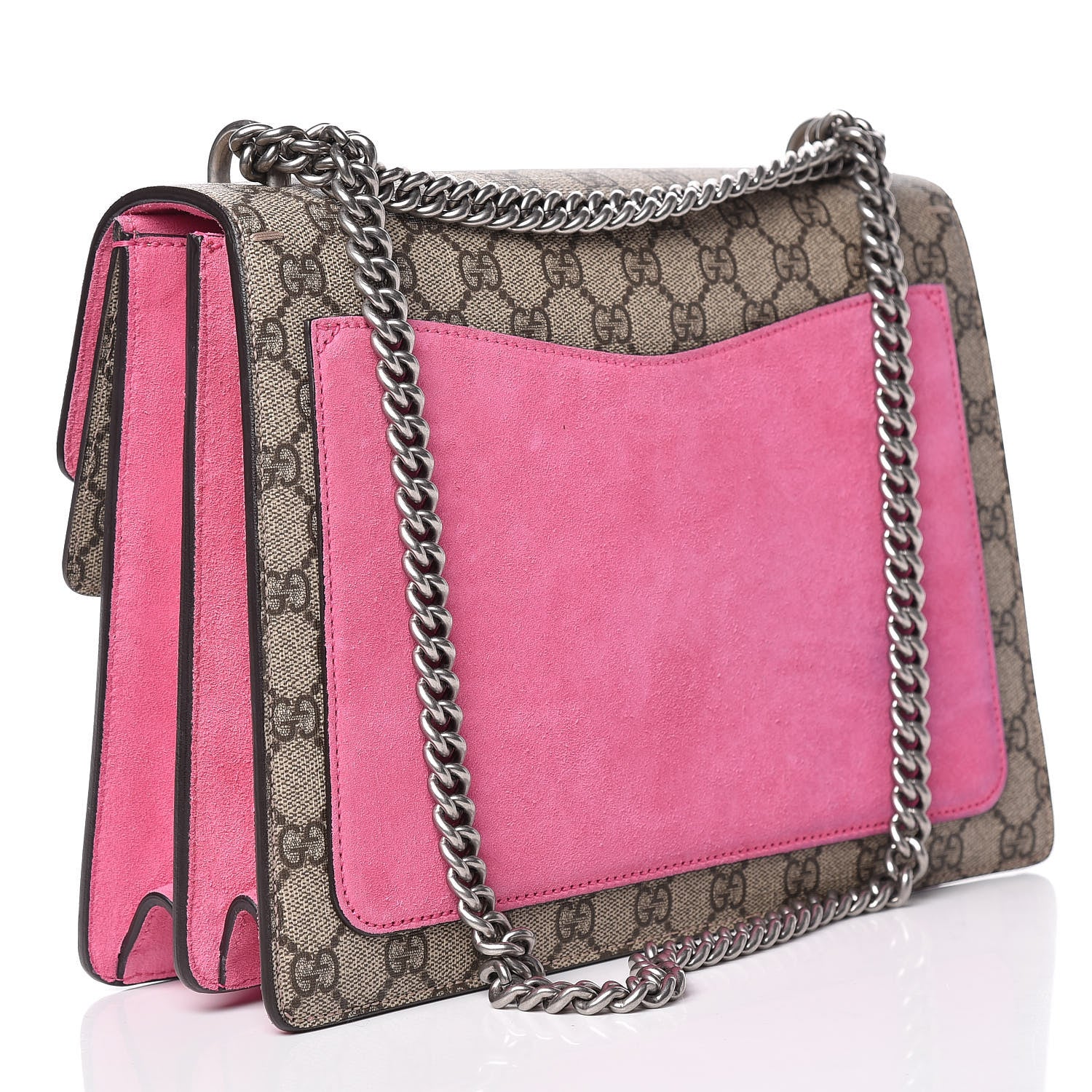 Gucci GG Supreme Monogram Suede Pierced Heart Embroidered Medium Dionysus Shoulder Bag Beige Ebony Pink Tropical Flower 3 of 19