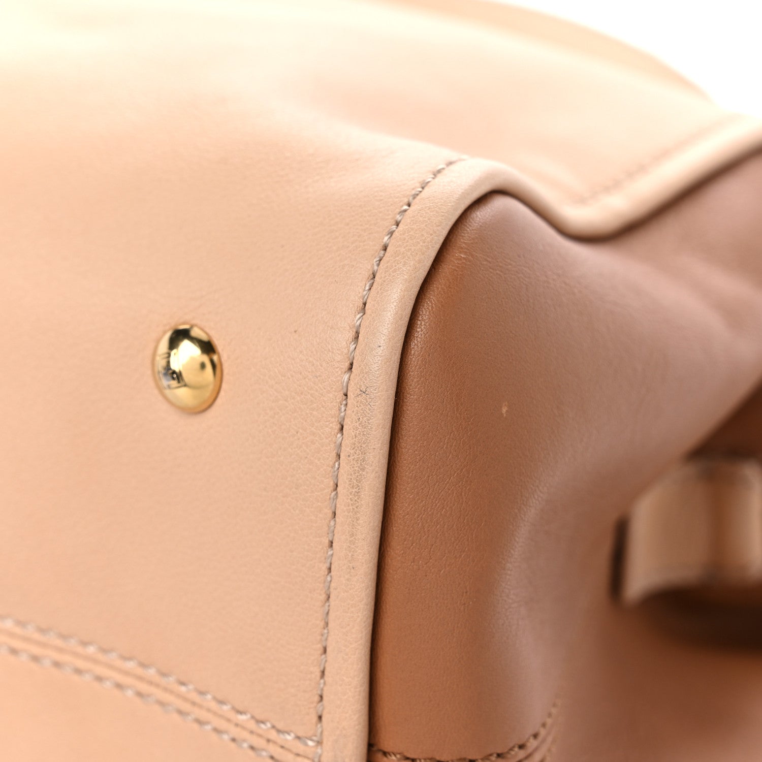 Fendi Capra Vitello Dolce Marmol Colorblock Small Chameleon Tote Cipria Makeup Camel 9 of 13