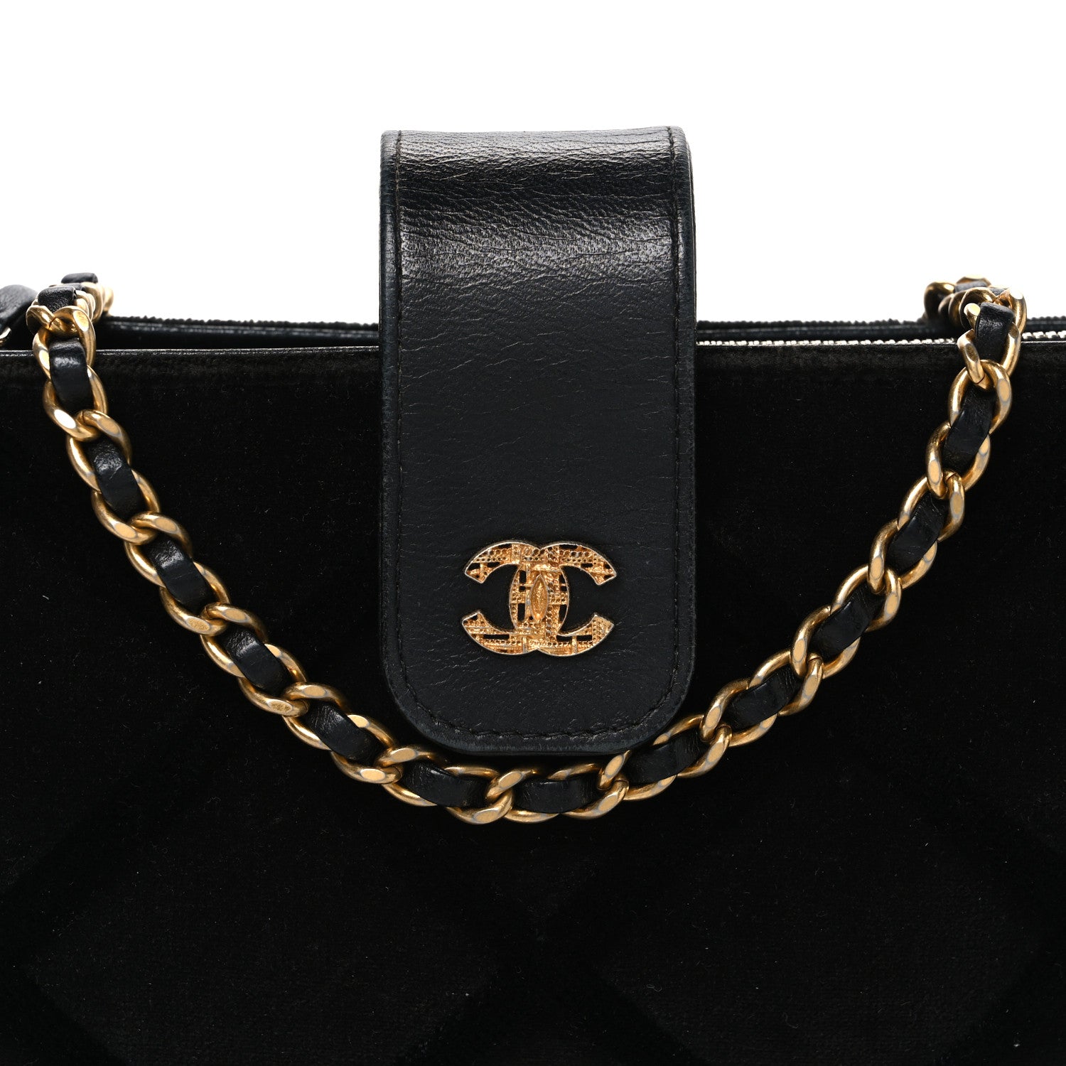 Chanel Velvet Quilted Small Clutch With Chain  Black 9 of 12