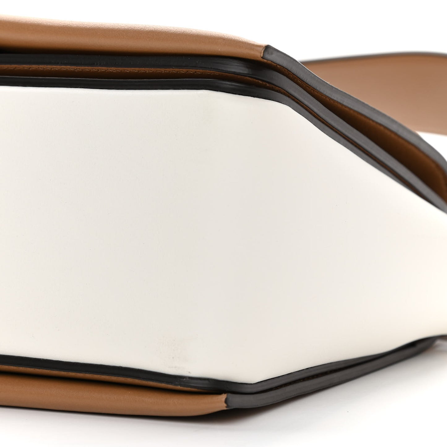 Shiny Smooth Calfskin Medium Frame Shoulder Bag Tan Optic White
