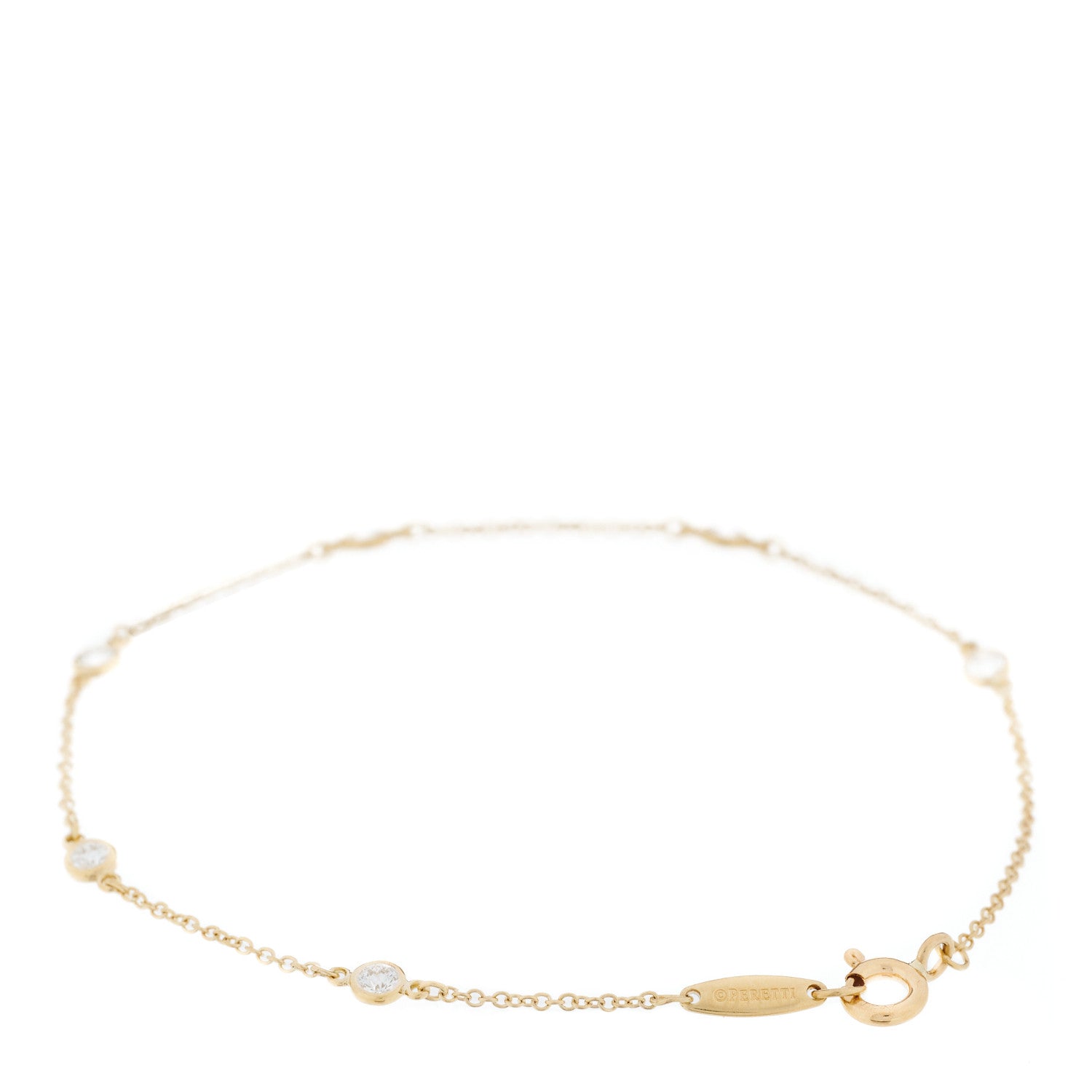 Tiffany 18K Yellow Gold Diamond .30ctw Elsa Peretti Diamonds by the Yard Station Bracelet 2 of 4