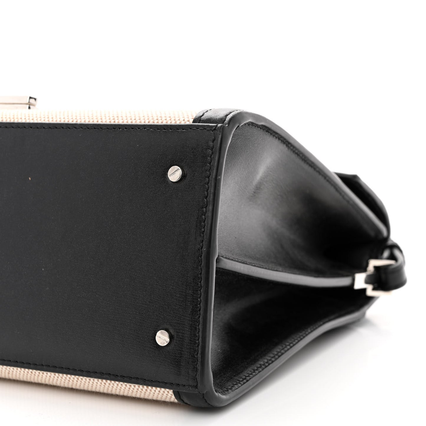 Canvas Calfskin Medium Classic Monogram Cassandra Top Handle Natural Black