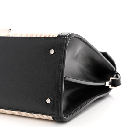 Saint Laurent Canvas Calfskin Medium Classic Monogram Cassandra Top Handle Natural Black 10 of 11