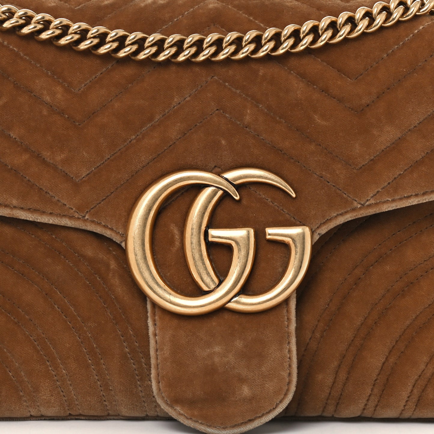 Velvet Matelasse Medium GG Marmont Shoulder Bag Taupe