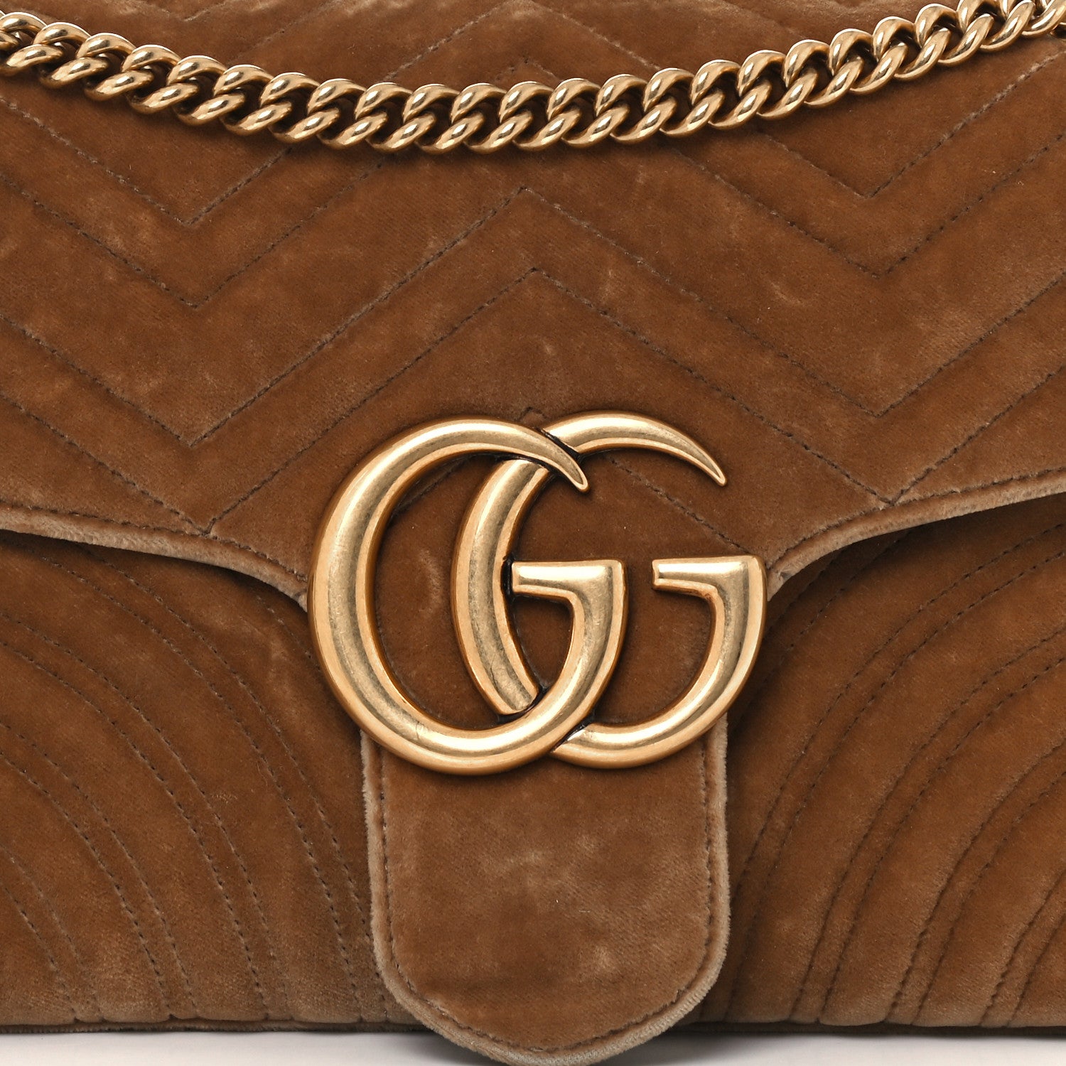 Gucci Velvet Matelasse Medium GG Marmont Shoulder Bag Taupe 11 of 11
