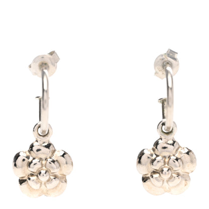 Chanel CC Camellia Drop Earrings Silver 1 of 3