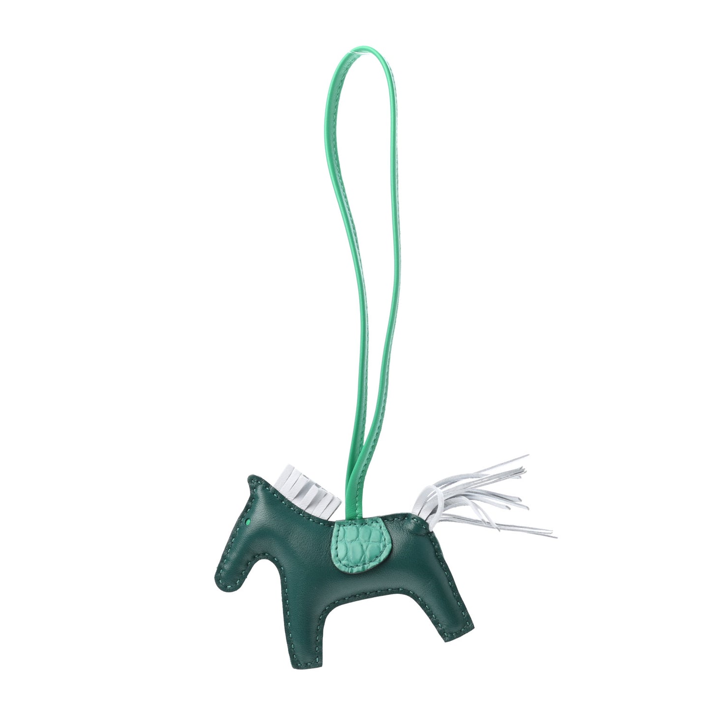 Milo Lambskin Matte Alligator Touch Grigri Rodeo Horse Bag Charm PM Malachite Menthe Bleu Brume Very Jade