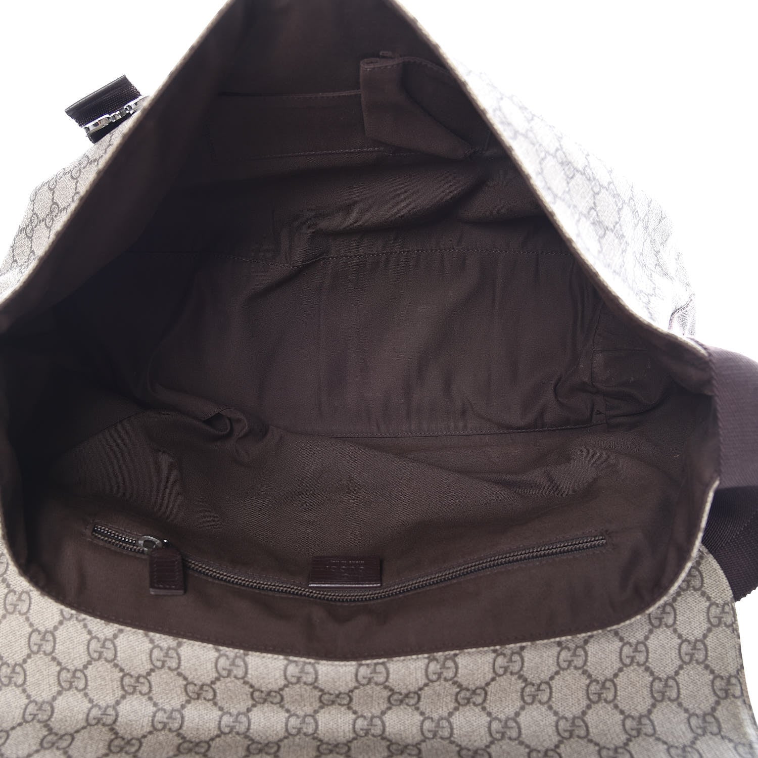 Gucci GG Plus Monogram Double Buckle Flap Messenger Bag Beige Ebony 5 of 9