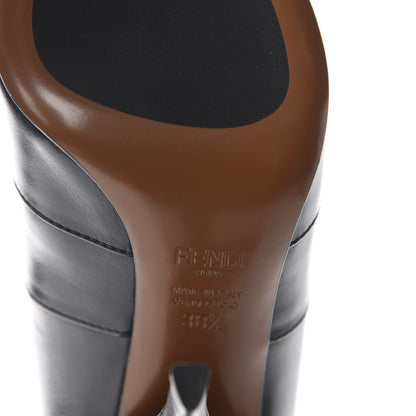 Fendi Vitello Lucido Stretch Fabric Striped Rockoko Thigh High 105mm Sock Boots 38.5 Black 7 of 7