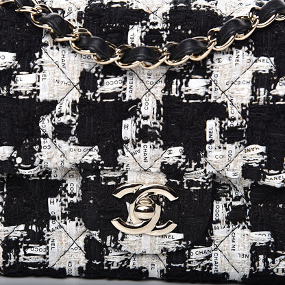 Chanel Tweed Quilted Mini Rectangular Flap Black Ecru White 8 of 12