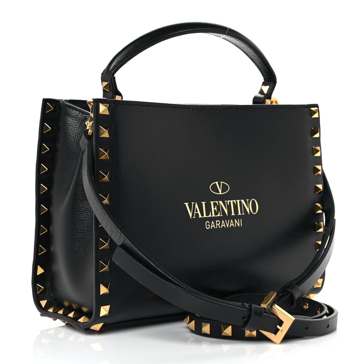 Valentino Garavani Vitello Small Rockstud Alcove Top-Handle Bag Black 2 of 7