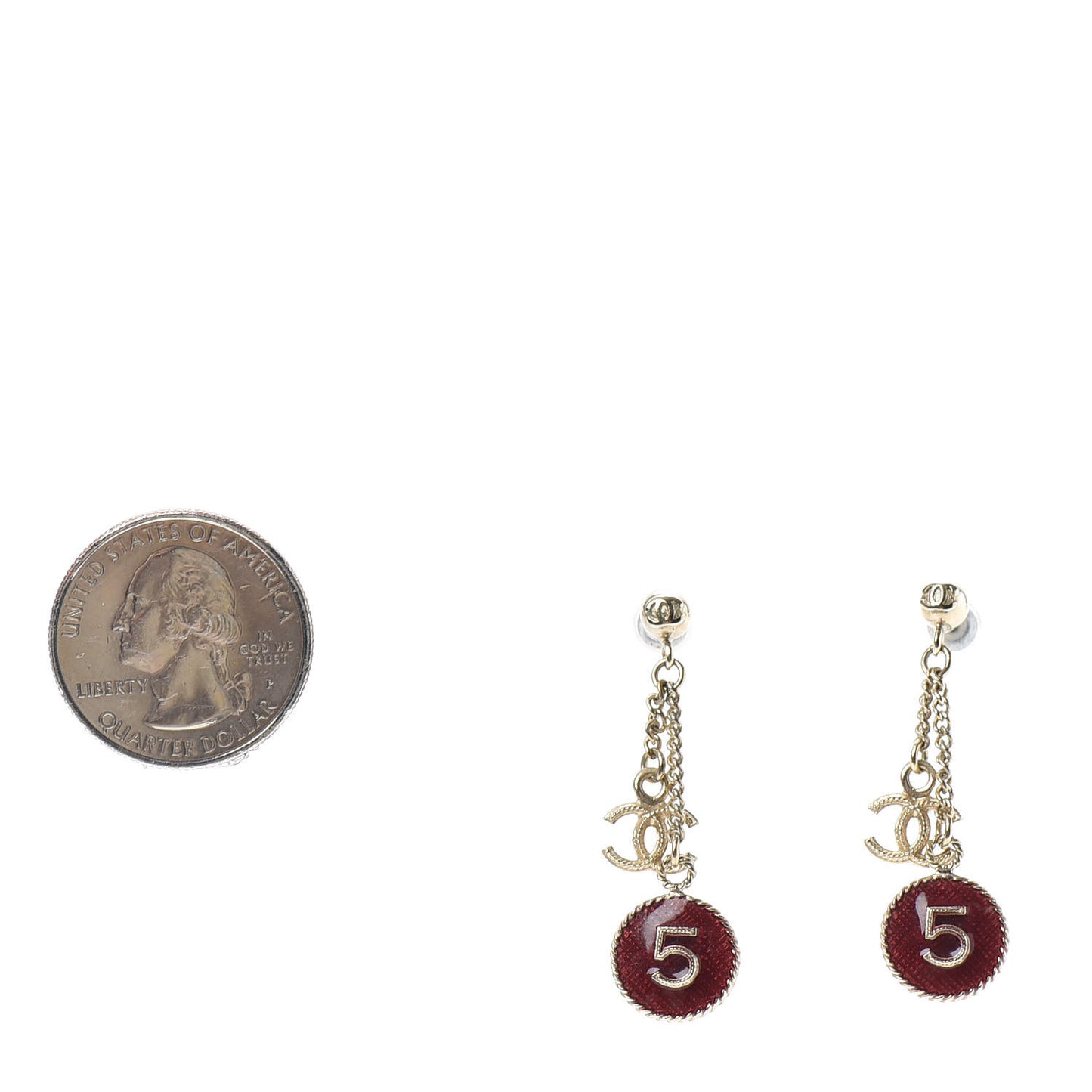 Enamel N°5 CC Drop Earrings Red Gold
