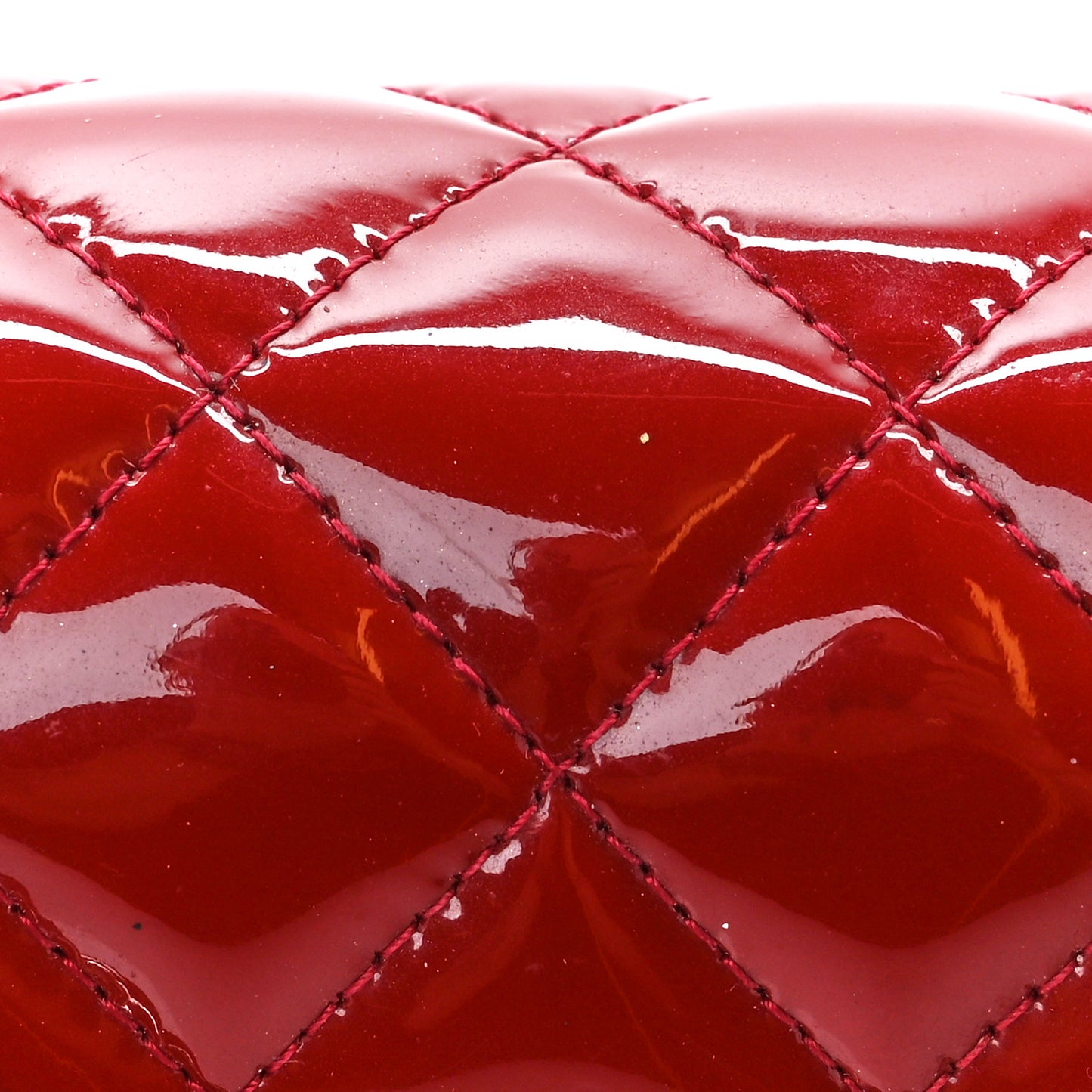 Patent Calfskin Quilted Extra Mini Rectangular Flap Red