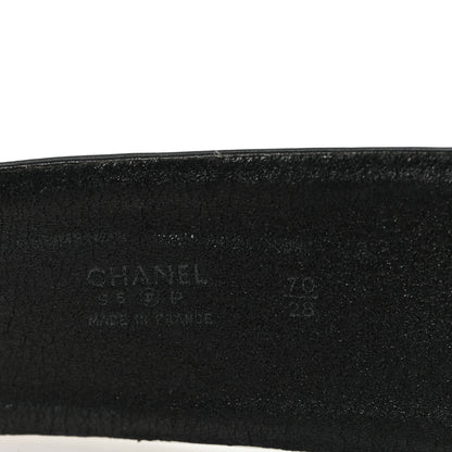 Chanel Calfskin Logo Belt 70 28 Black White 3 of 4