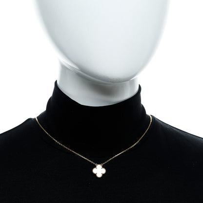 Van Cleef & Arpels 18K Yellow Gold Mother of Pearl Vintage Alhambra Pendant Necklace 2 of 6