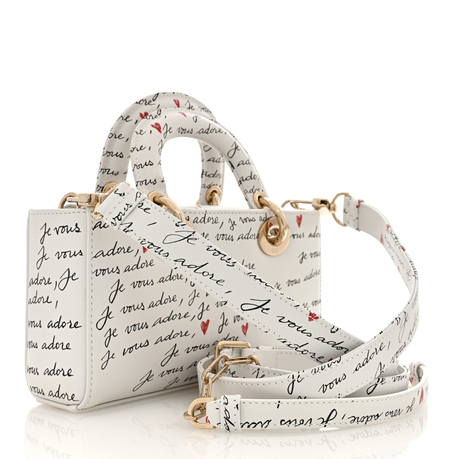Christian Dior Calfskin Je Vous Adore Dioramour Small Lady D-Joy White Black Red 2 of 10