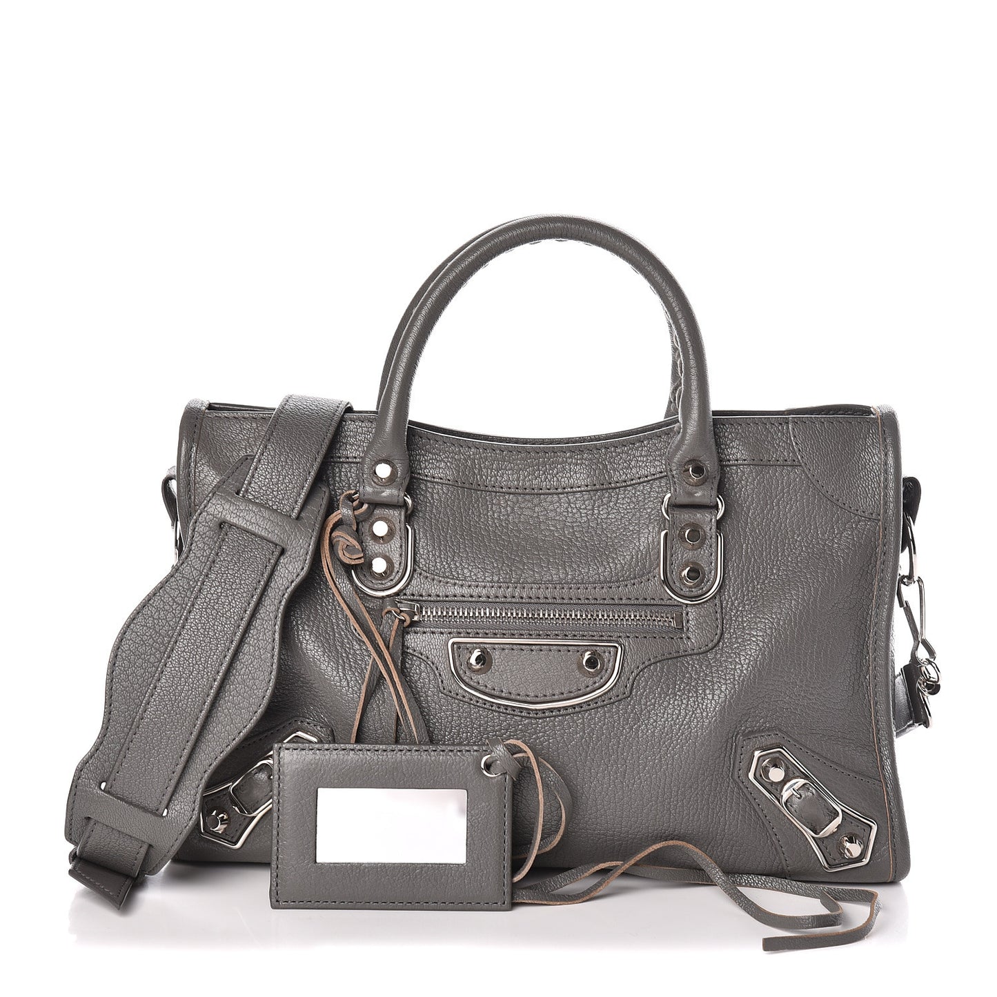 Chevre Silver Metallic Edge Hardware S City Gris Acier