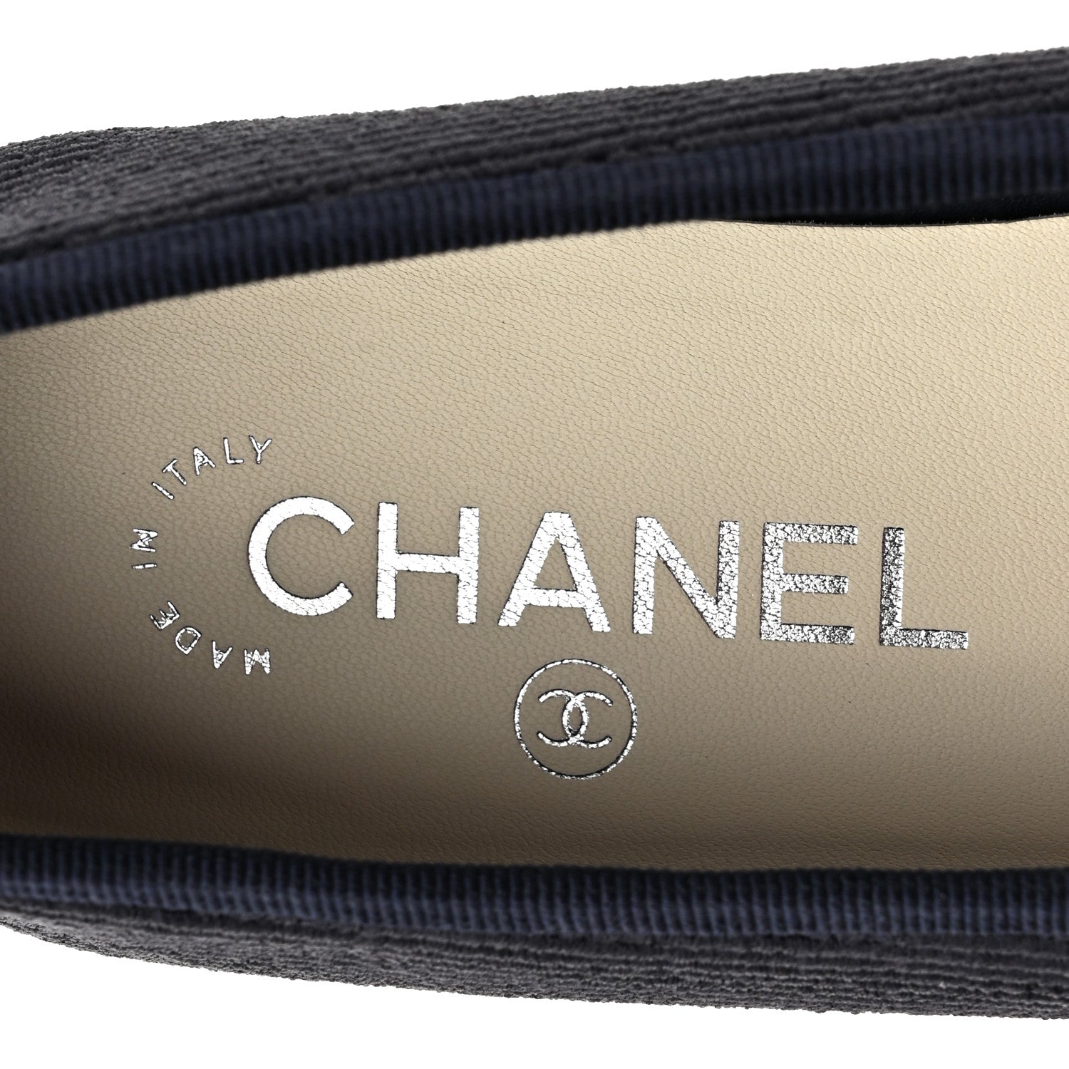 Chanel Embroidered Fabric Cap Toe CC Ballerina Flats 38 Dark Navy Blue 7 of 9